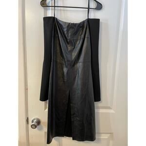 Do+Be Dress Small Black Faux Leather Off the Shoulder Whimsygoth Club Vamp